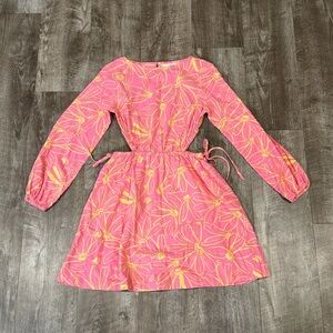 Universal Thread Pink Floral Linen Long Sleeve Cutout Fit Flare Dress Size xs